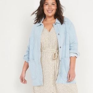 Old Navy Plus Size Oversized Denim Button Up Jacket Shacket